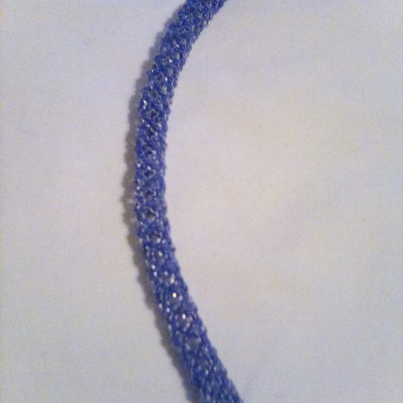 Hand Crafted  Blue Tubular beaded necklace with a blue Rose - Picture 5 of 5